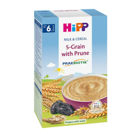 HiPP Organic 5-Grain with Prune Milk & Cereal from 6 months (250g) 2 Boxes